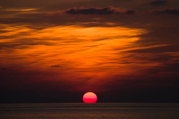 Melting Red Sunset stock photo