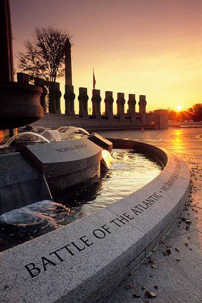 WWII Memorial at sunrise stock photo