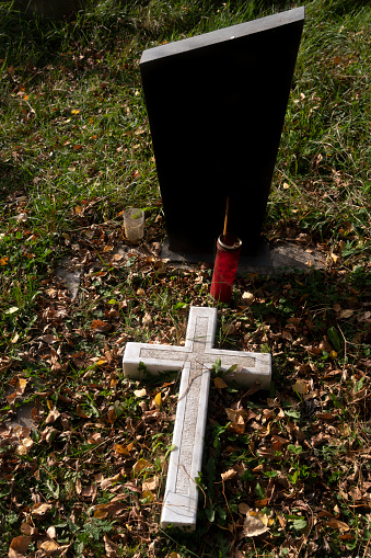Memorial cross at cemetery in Georgia.