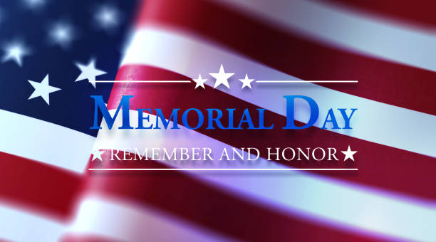 Memorial Day Concept - Memorial Day Message over Waving American Flag with Selective Focus Memorial Day message written over waving American flag with selective focus. Horizontal composition with copy space. Front view. memorial day stock pictures, royalty-free photos & images