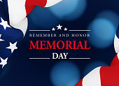 istock Memorial Day Concept - Memorial Day Message Sitting Over Dark Blue Background In The Midst Rippled American Flag 1359688441