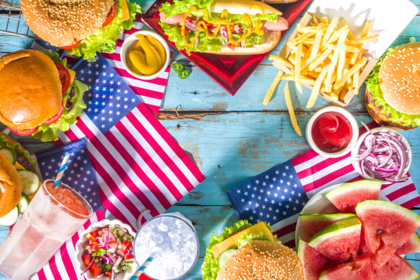 Memorial Day, USA Independence picnic party stock photo