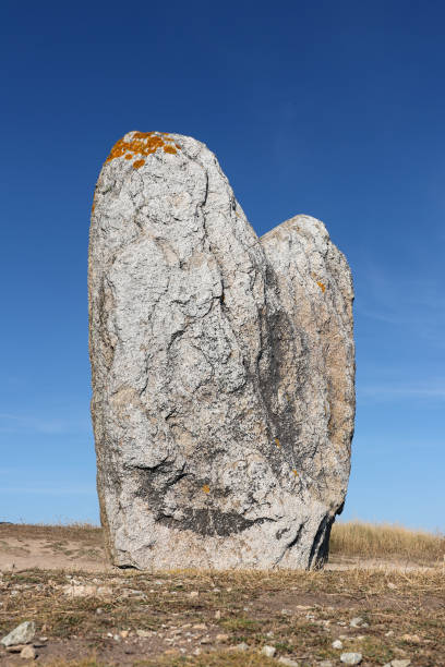 Menhir Beg Er Goalennec on peninsula Quiberon in Brittany stock photo
