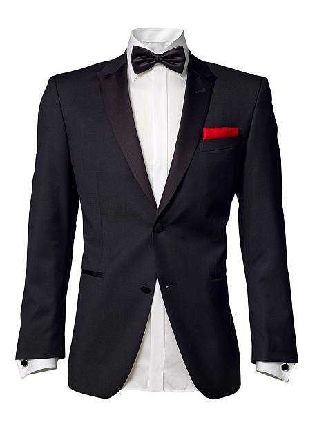 mens tuxedo jacket isolated on white - smoking stockfoto's en -beelden