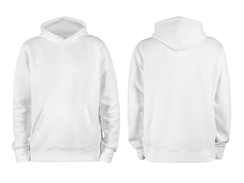 Mens White Blank Hoodie Templatefrom Two Sides Natural Shape On ...