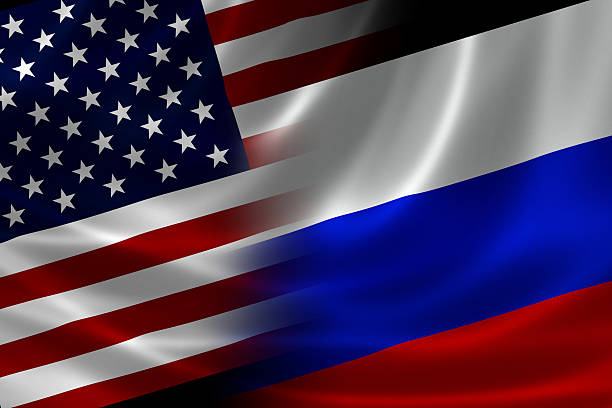 マージされたアメリカとロシアのフラグ - ロシア ストックフォトと画像