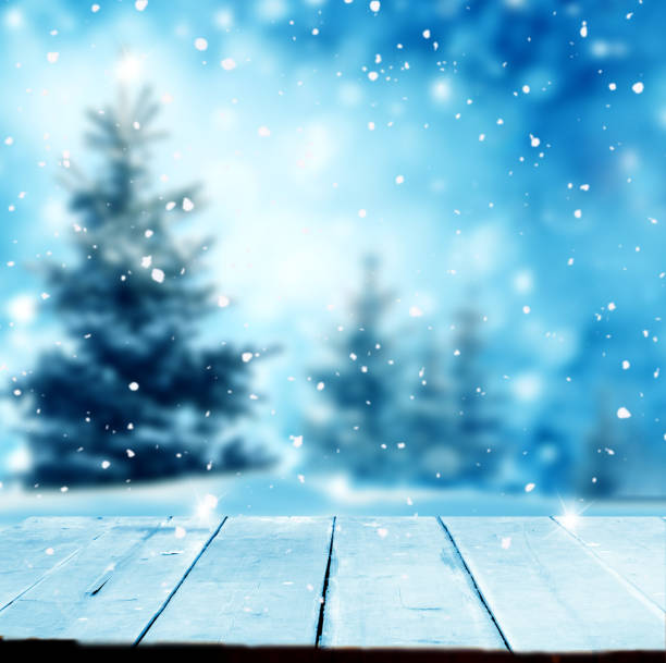 Merry christmas and happy new year greeting background with table...
