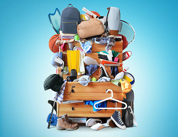 Mess, dresser Mess, dresser with scattered clothes, shoes and other things manufactured object stock pictures, royalty-free photos & images