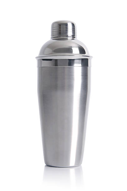 Metal chrome cocktail shaker for parties Metal cocktail shaker isolated on white. cocktail shaker stock pictures, royalty-free photos & images