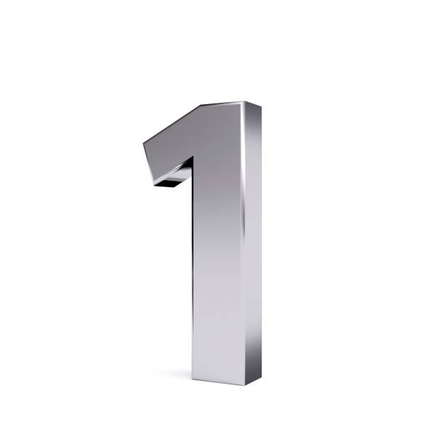 Metal number 1, isolated on white. Collection. Metal number 1, isolated on white. Collection. 3D image number 1 stock pictures, royalty-free photos & images