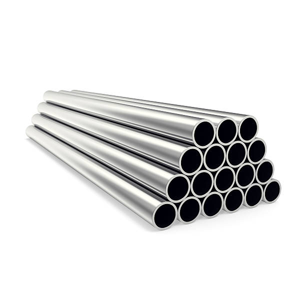 Metal pipes isolated on white background. 3d illustration stock photo