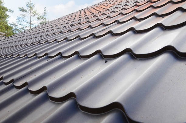 Metal roof construction. stock photo