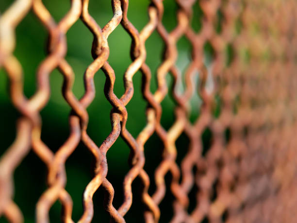 Metal Rusty Fence or net Metal Rusty Fence or net rusty fence stock pictures, royalty-free photos & images