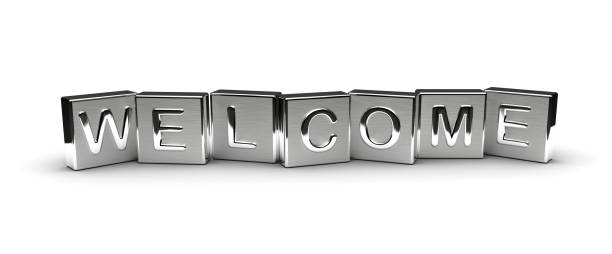 Metal Welcome Text stock photo