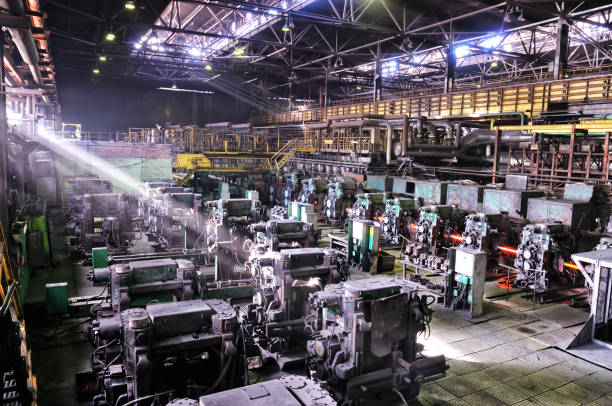 metallurgical plant fabrication rolling mill stock photo