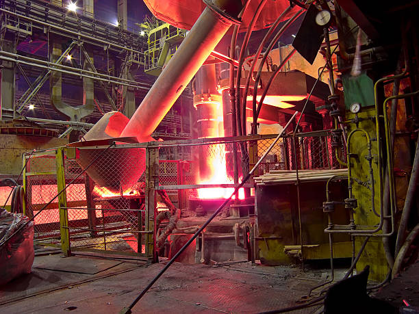 metallurgical works, industrial process stock photo