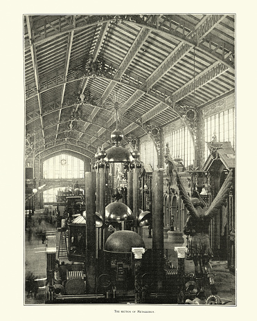 Vintage photograph of Metallurgy Hall at the  Exposition Universelle Paris, 1889, 19th Century