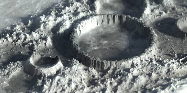 Meteor Crater Moon Surface Moon, Futuristic, Space Travel, Closeup, Meteor Crater volcanic crater stock pictures, royalty-free photos & images