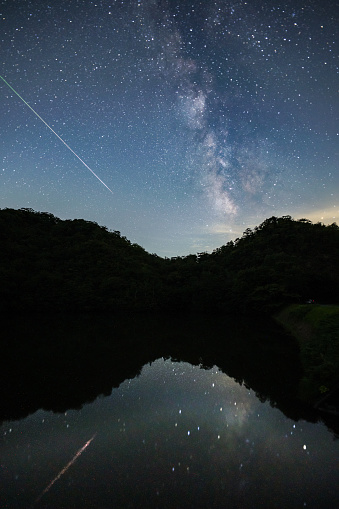 A Meteor Shoots Across The Night Sky Sky Leaving A Trail Of Light Across The Milky Way Stock Photo Download Image Now Istock