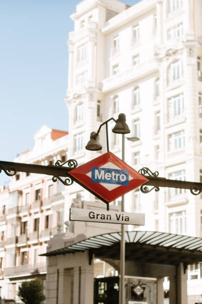 Metro sign in Madrid stock photo