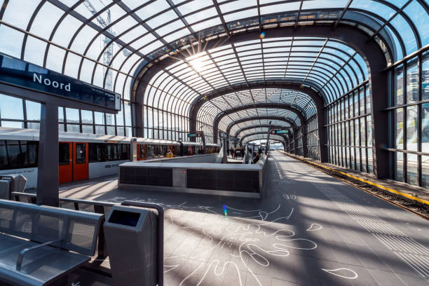 Metro Station Amsterdam Noord Metro station Amsterdam Noord perron, Amsterdam Noord, 23 Februari 2019 amsterdam noord stock pictures, royalty-free photos & images