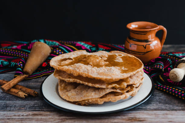 mexican buñuelos recipe and ingredients of traditional dessert for Christmas in Mexico stock photo