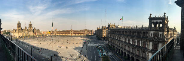 Mexico City Zocalo Square Complete Panoramic View stock photo