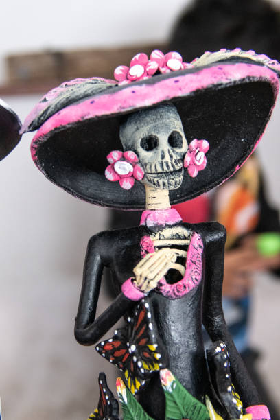 Mexico, Day of the Dead Catrina dolls- La Calavera Catrina, Michoacan stock photo