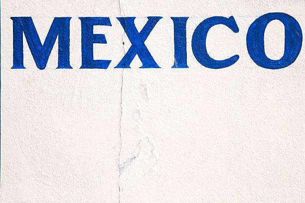 Mexico Sign on Stucco Wall, Hand Painted stock photo