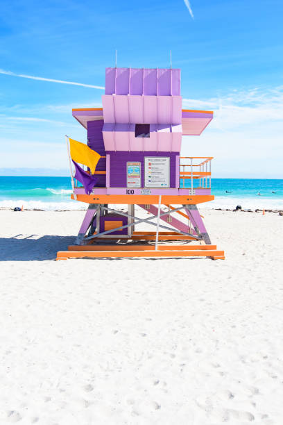 Miami Beach lifeguard station stock photo