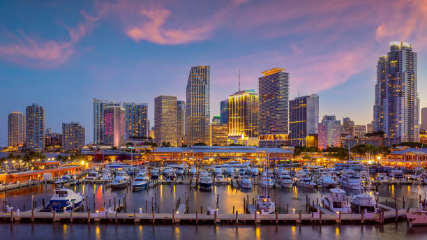 Miami city skyline cityscape of Florida stock photo