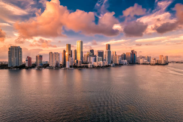 Miami Cityscape at Golden Hour stock photo