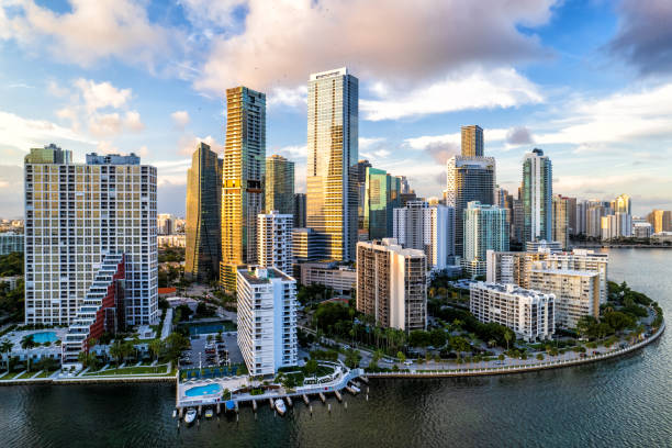 Miami Cityscape at Sunset stock photo
