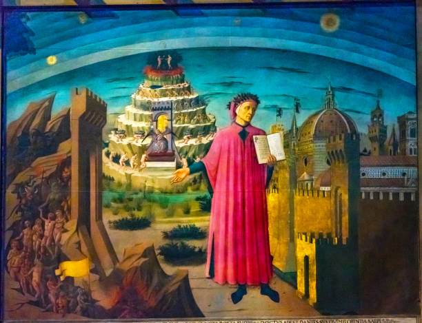 michelino dante divine comedy schilderij duomo kathedraal florence italië - dante alighieri stockfoto's en -beelden