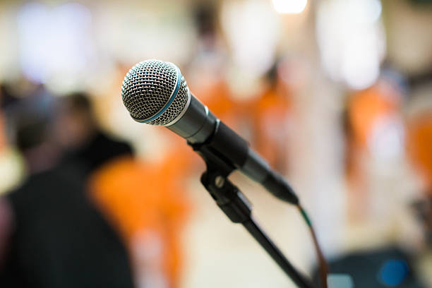 microphone in concert hall or conference room or on stage