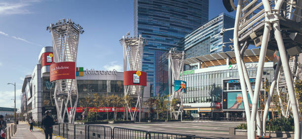 XBOX PLAZA, Microsoft Theater in front of the Staples Center, downtown of Los Angeles, California. Los Angeles, California - February 16, 2020 : XBOX PLAZA, Microsoft Theater in front of the Staples Center, downtown of Los Angeles, California. xbox photos stock pictures, royalty-free photos & images