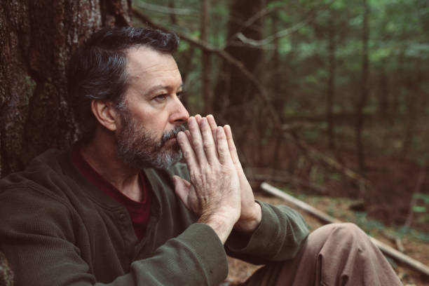 Middle Age Man Contemplating Life stock photo