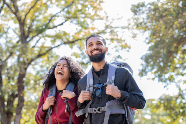 Middle Eastern man hiking in nature with his wife  middle eastern culture stock pictures, royalty-free photos & images