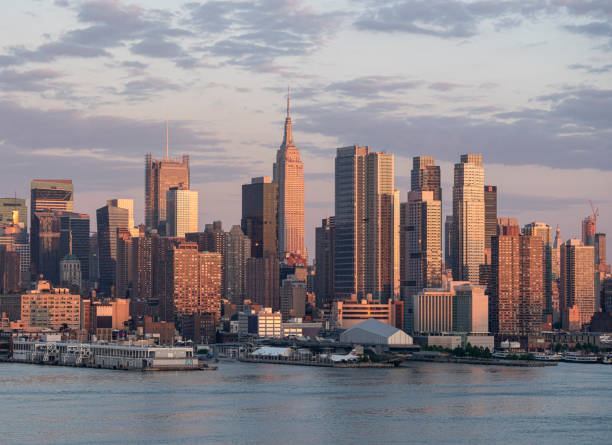 Midtown Manhattan at sunset, New York City, USA stock photo