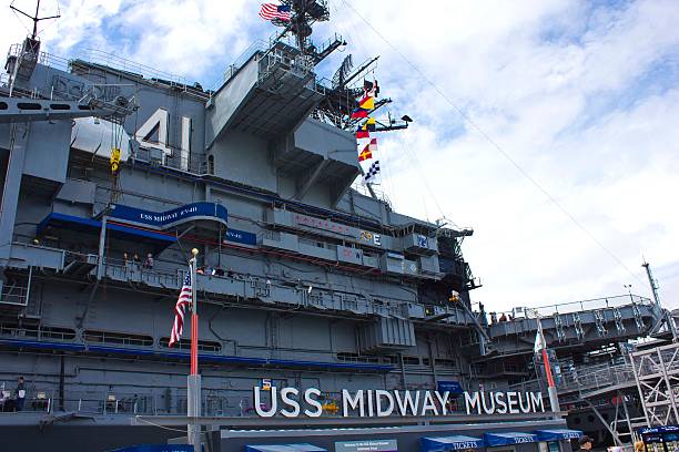 USS Midway Museum boat in San Diego stock photo