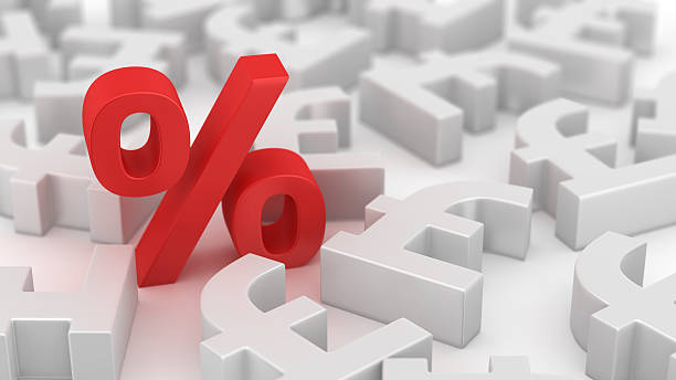 Mighty percent of pounds stock photo
