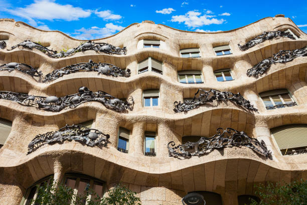 Mila building house in Barcelona BARCELONA, SPAIN - OCTOBER 02, 2017: Casa Mila or La Pedrera or The stone quarry is a modernist building in Barcelona, Catalonia region of Spain casa milà stock pictures, royalty-free photos & images