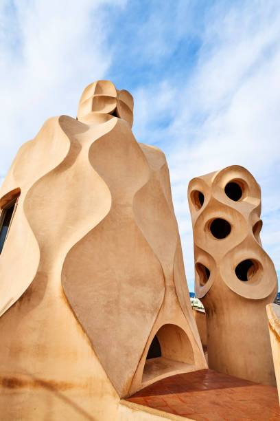 Mila rooftop house Casa Mila rooftop, the famous building designed by the architect Antonio Gaudi. Landmark of Barcelona, Spain casa mil�� stock pictures, royalty-free photos & images