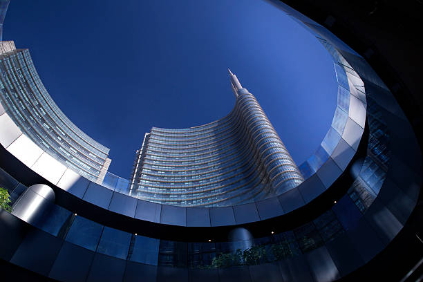 milan skyscraper and financial district - milan stockfoto's en -beelden