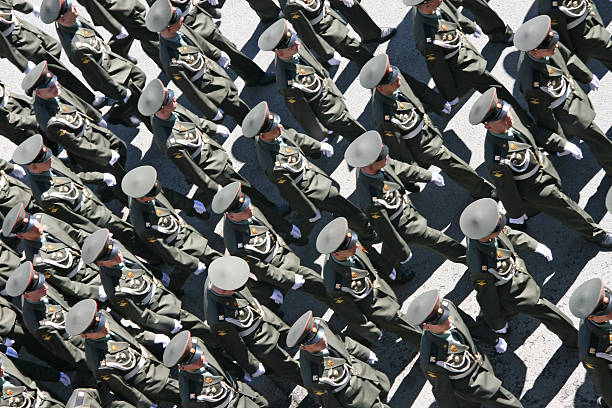 military parade - russian army stok fotoğraflar ve resimler