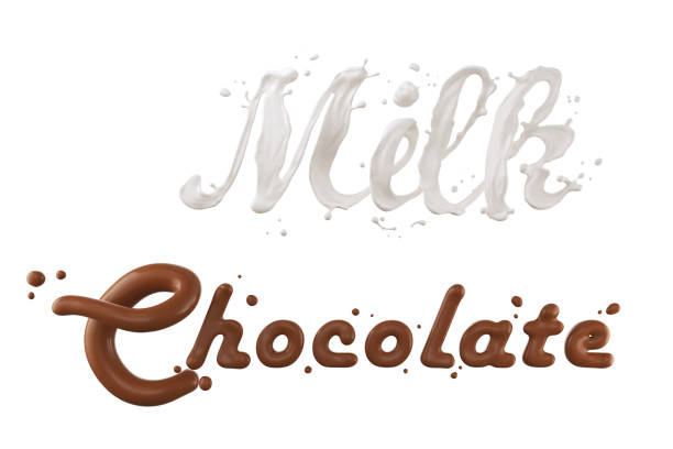 melk en chocolade schuim. - chocoladeletter stockfoto's en -beelden