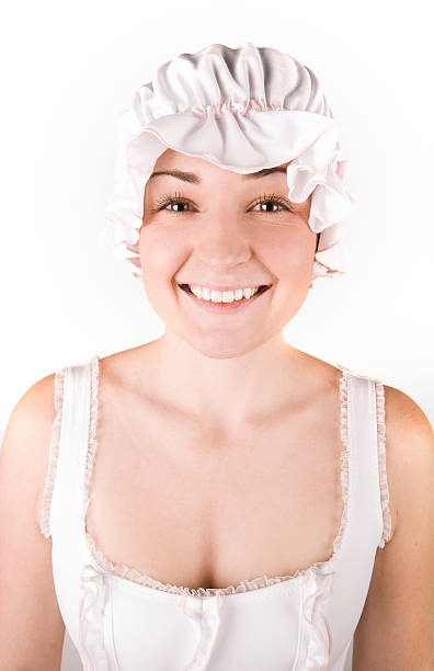 Milkmaid Smiles into Camera Farming Series french maid outfit stock pictures, royalty-free photos & images