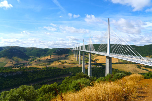 Millau Viaduct in France stock photo