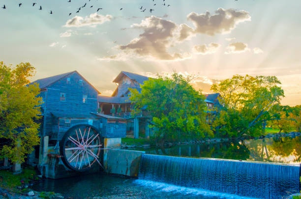 Mill-Grist Mill on the Pigeon Forge River-built 1830-Piigeon Forge Tennessee stock photo