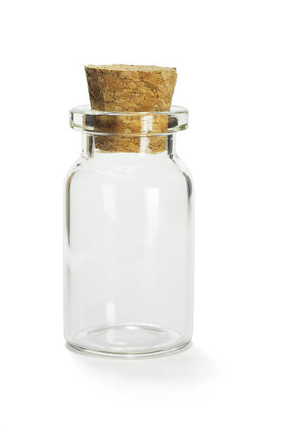 Mini empty glass container  cork stopper stock pictures, royalty-free photos & images